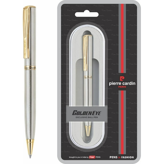Pierre Cardin Golden Eye Chrome Nikel Premium Ball Pen with Twist Mechanism | Luxurious Gold Finish Clip | Ideal for Festive & Corporate Gifting