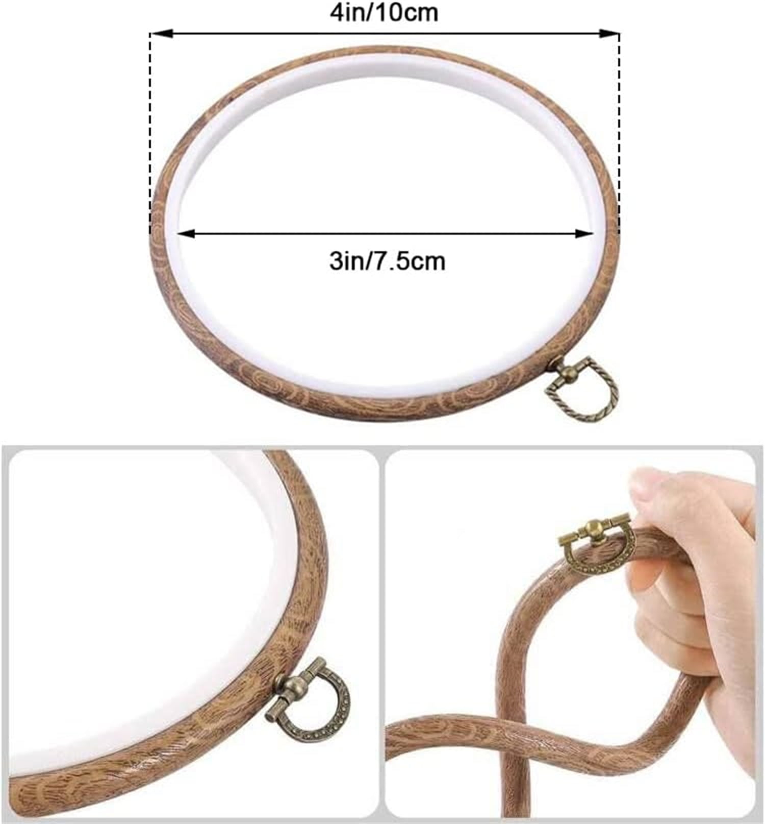 10 Pack 4 inch Mini Embroidery Hoops,Bexikou Round Imitated Wood Plastic Display Frame,Embroidery Hoop Cross Stitch Hoop Ring for DIY Art Craft Display Sewing Craft Hanging Ornament