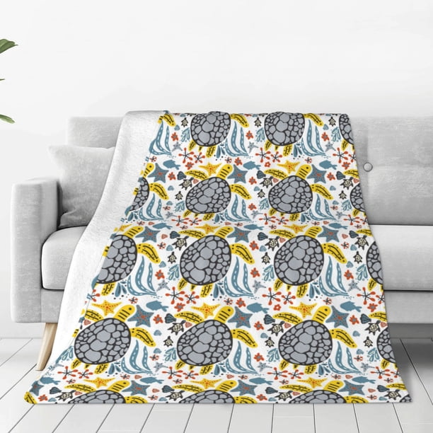 Balery Sea Turtle Manta de Felpa Suave y Acogedora – Cobija de Franela Aterciopelada para Cama, Lavable y Cálida para Sofá, Mascotas, Transpirable-50"x40"