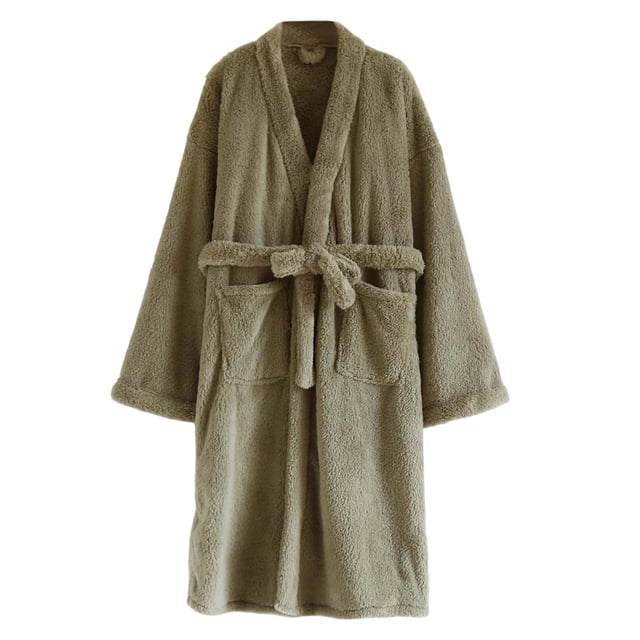 Men's Flannel Belted Kimono Robe Set for Autumn Winter Cozy Homewear with and Thick Cardigan Style Robe