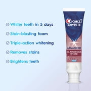 Crest Toothpaste, 3D White Advanced Glam White Whitening Toothpaste, 3.3 oz, Pack of 2