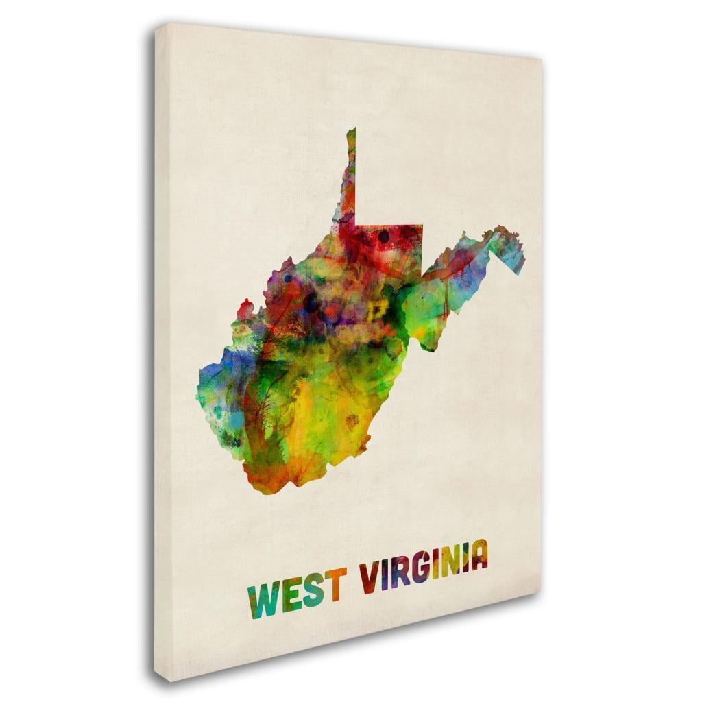 Trademark Fine Art "West Virginia Map" Canvas Wall Art by Michael Tompsett