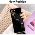 thumbnail image 4 of Designed for Samsung Galaxy S21 FE 6.4" Luxury Case for Women Girls,Soft Silicone Plating Bumper Wristband Holder Case Slim Anti-Scratch Shockproof Love Heart Cute Case(Elegant Black), 4 of 14