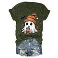 thumbnail image 2 of Halloween Ghost Shirts for Women Casual Short-Sleeved Ghost Print T-Shirt Retro Fall Spooky Season Tees Tops, 2 of 6