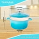 thumbnail image 2 of Olla de hierro fundido con tapa – Cacerola esmaltada antiadherente apta para horno, apta hasta 260 °C – Resistente olla holandesa – Azul, 5 cuartos, 24 cm – de Nuovva, 2 of 5