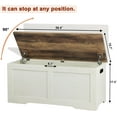 thumbnail image 3 of 39.4" Storage Chest, Wooden Storage Bench, Lift Top Toy Chest with 2 Safety Hinges, Large Toy Box, Entryway Bench for Living Room, Bedroom, Brown and Rustic White, 3 of 9