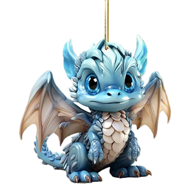 Decoraciones colgantes de drago plano de Navidad acrílico realista para niños y adultos