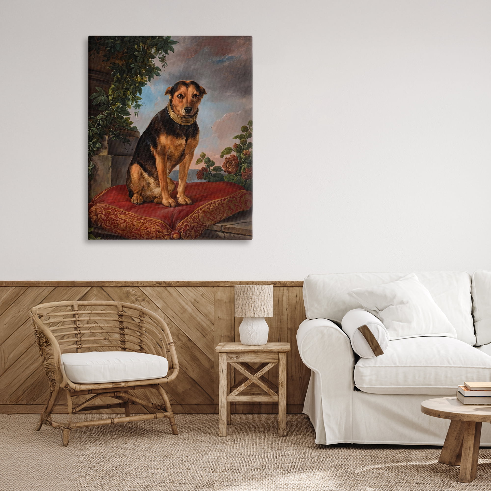 Stupell Industries Historical Dog on Cushion Canvas Wall Art, design by Lil' Rue