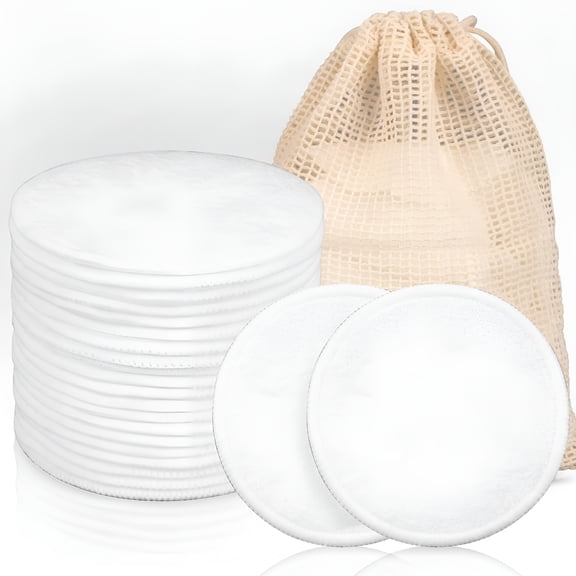 RAGUPEL Reusable Makeup Remover Pads - 15Pcs Washable Cotton Rounds with Mesh Bag,Breathable Cotton Pads High Absorbency Face Rounds,3.15 Inch Portable Facial Cleansing Pads for Travel