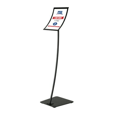 8.5x11 inch Pedestal Curved Arc Menu Brochure Holder Magnetic Poster Frame Black Floor Standing Aluminum for Business Restaurant Cafe Hotel