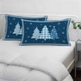 thumbnail image 3 of Blue Christmas Trees Pillow Covers, Linen Long Throw Pillow Case, Navy Winter Snowflakes Retro Plaid Holiday Pillow Protector Decorative Cushion Cover for Living Room/Bedroom 20" x 30", 3 of 8