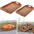 thumbnail image 5 of Bandejas de servicio tejidas de ratán con asa Bandeja tejida hecha a mano Plato para refrigerios Cesta tejida de ratán Fruta Sn Marrón, Marrón, 5 of 5