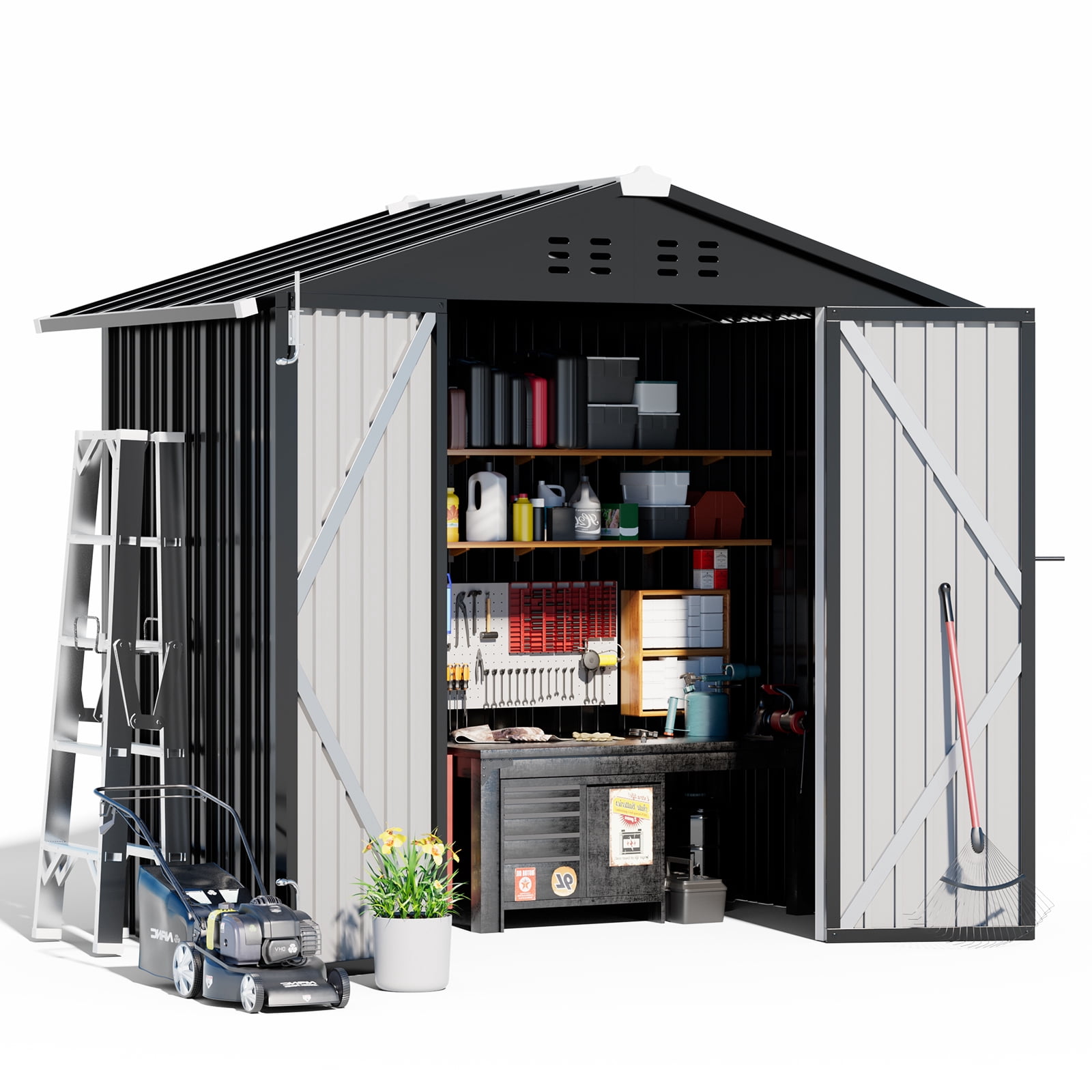 CLOUDREST PRO 6 x 4 ft. Outdoor Storage Metal Shed with Lockable Door and Air Vent,Gray