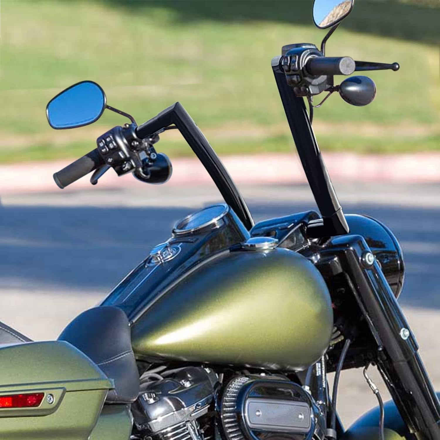 Wsays 12" Rise Ape Handlebar 1.5" Fat Monkey Bar Handlebar Black Compatible with Harley Softail Sportster XL 883 1200 Dyna with Road King 1994-2022 with Road Glide 1998-2013 Model