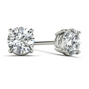 14Kt White Gold 0.33 Ct Genuine Natural Diamond Round Stud Earrings