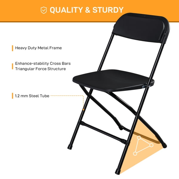 Alvantor Black Folding Chairs Set for Home, Office, and Events - 350lbs Capacity, Pack of 10