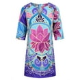 thumbnail image 3 of Enwejyy Women Ethnic Print Contrast Color Three-Quarter Sleeve Mini Casual Dress, 3 of 4