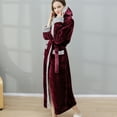thumbnail image 2 of Homgro Women's Plush Full Length Robe with Hood Ladies Soft Long Fluffy Hooded Bathrobe Winter Fuzzy Fleece House Coat Maternity SPA Hotel Hot Tub Bath Warm Kimono Pockets Burgundy X-Large, 2 of 4