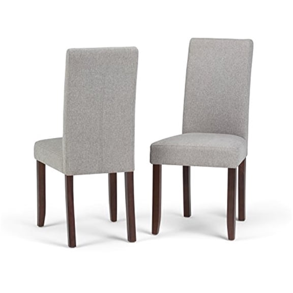 Simpli Home Acadian Transitional Parson Dining Chair (Set of 2) in Cloud Gray Linen Look Fabric