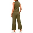thumbnail image 4 of DIFUOUWE 2 Piece Sets for Women Casual Summer Solid Color Travel Vacation Outfits Sleeveless High Neck Lounge Set （Army Green L), 4 of 5