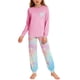 thumbnail image 2 of Conjuntos de blusa y camisa de manga larga con cuello redondo para niños y niñas de 5 a 14 años con estampado y bolsillo. Conjunto de top y pantalón de manga larga., 2 of 9