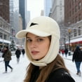 thumbnail image 3 of DAMAI Sherpa Fleece Baseball Cap with Earflaps, Unisex Ear Flap Hat with Brim Plush Lined Warm Cap, Winter Women's Ear Protection Warm Baseball Hat, 3 of 6