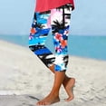 thumbnail image 2 of DDAPJ pyju Capri Leggings for Women Shark Hawaiian Print Cropped Pants High Waist Yoga Pants Comfy Stretch Capris Funny Beach Outfits Todays Sales Blue L, 2 of 6