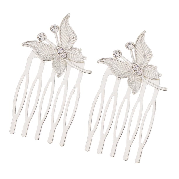 2 Unids Rhinestone Elegante de Nupcial Del cabellero Del de Del cabellero de La Joyería Del Partido Del Headwear Plata Macarena peine del rhinestone de las mujeres
