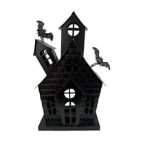 Shoreew Halloween Haunted House Candle Holder Hollow Iron Tealight Candle Stand Candlestick Table Centerpiece Home Office Desktop Decoration