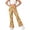 X4 Orange, variant on Girl's Boho Floral Print Elastic Waist Flared Leg Pants Casual Bell Bottom Trousers Yoga Pants Teen Dance Running