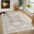 thumbnail image 2 of HOMERRY Area Rug 5' x 7' Vintage Distressed Medallion Floral Area Rug for Living Room Washable Soft Indoor Floor Carpet, Taupe, 2 of 7