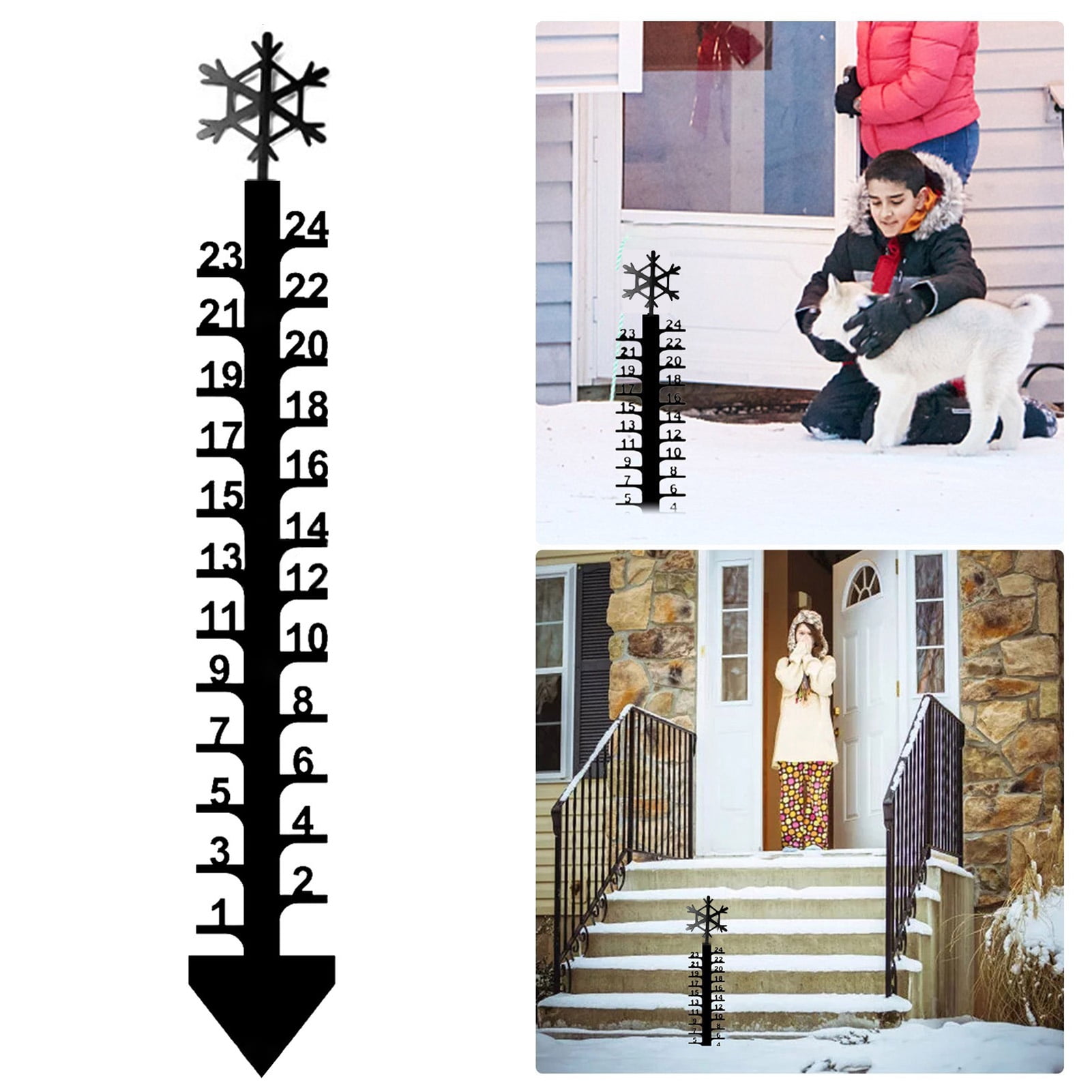 OIUR Snow Gauge Outdoor Metal Snowflake Iron Art Snow Gauge Accurate Snowfall Measuring Gauge Windproof Snow Ruler Christmas Yard Lawn Garden Decor