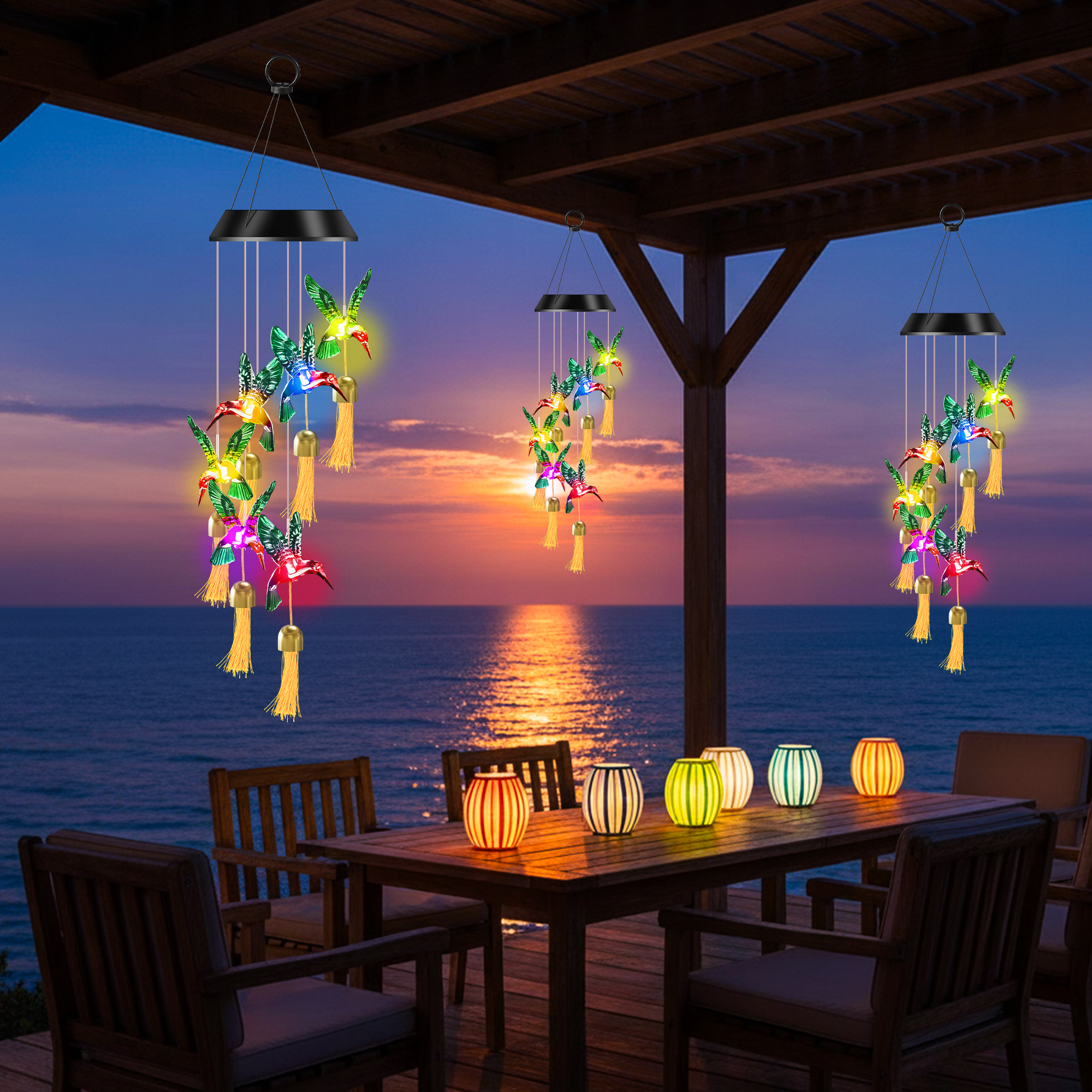 DAYBETTER Solar Hummingbird Wind Chimes 7 Color photo 7
