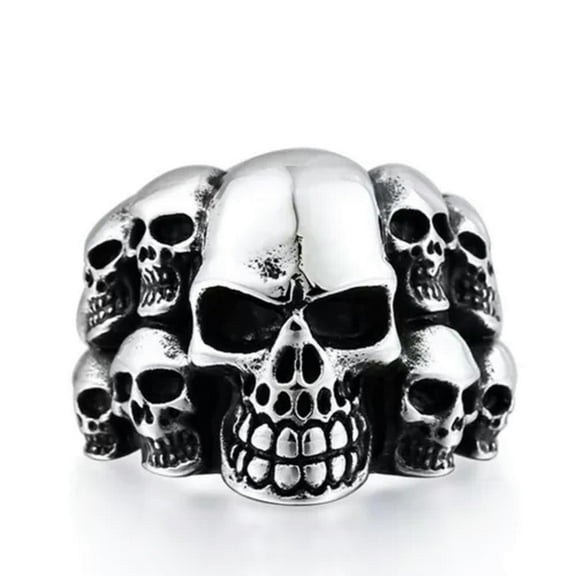 GKNET Mens Gothic Goth Punk Biker Skull Ring for Men Stainless Steel Size 7-13-11