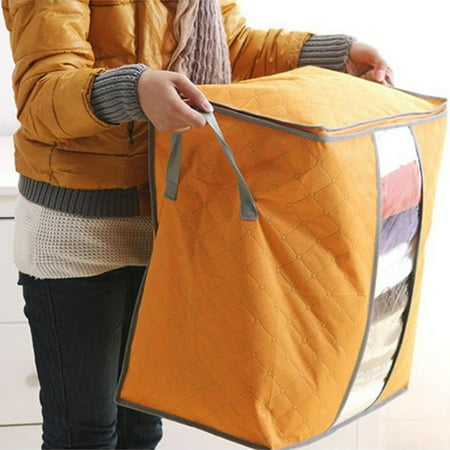 Hang Bin Clear Window - Foldable Storage Bag Organizers, Waterproof Anti-Mold Moisture Proof Clothes Storage Container Zipper Bag with Clear Window Carry Handles for Blanket Comforter Bedding, Closet Storage Boxes