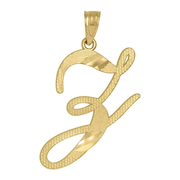 10k Yellow Gold Unisex Letter Z Alphabet Initials Charm Pendant