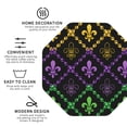 thumbnail image 3 of Honeii Mardi Gra Geometric print Leather Coaster Set of 4, ideal for safeguarding your furniture from drinks spills and effortless cleanup-Octagon, 3 of 6