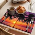 thumbnail image 3 of Ocean Coconut Placemats Set of 8 Modern Beach Sunset Seashore Tropical Place Mats Indoor Wipeable Table Mats Washable Cloth Dining Table Placemats for Kitchen Holiday Party Home Decor 13x19 Inch, 3 of 9