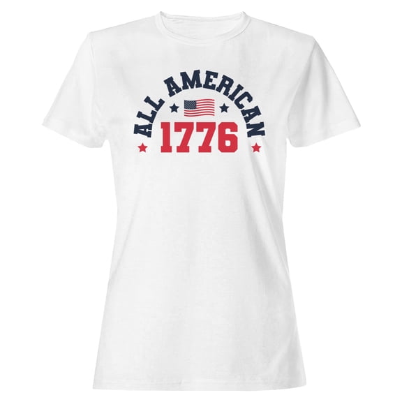 Smartprints All American 1776 Patriotic USA Women's T-Shirt White, Cotton, S