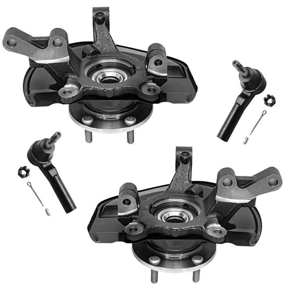 Detroit Axle - Front Steering Knuckles & Wheel Hub Bearings Outer Tie Rod Ends Replacement for Jeep Patriot Compass Dodge Caliber - 4pc Set
