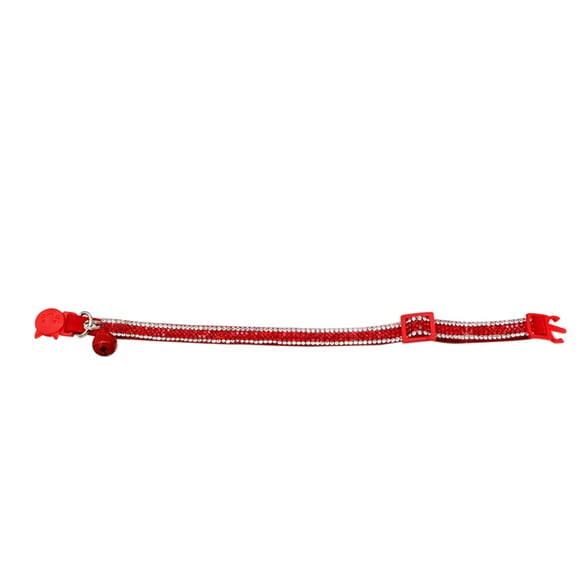 Esquirla Pet Small Crystal Diamonds Collar with Bell Red S
