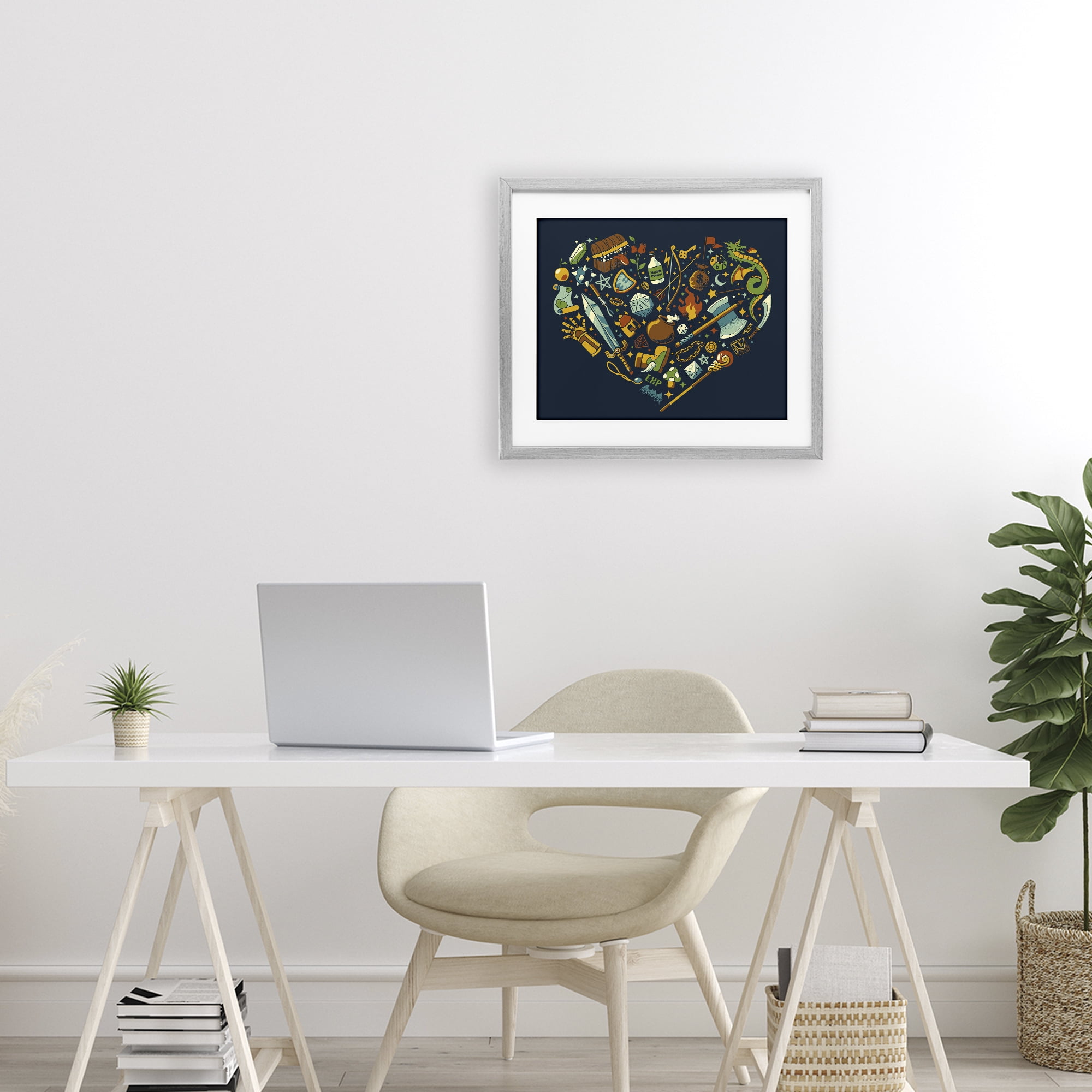 Stupell Industries Board Game RPG Trinkets Gray Framed Print Under Glass, design by Tobe Fonseca