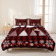 thumbnail image 3 of Quilts Twin Size Bedding Set, Merry Christmas Lightweight Quilted Comforter, Xmas Trees Snowflake Plaid Red Black Soft Reversible Bedspread Coverlet with Pillow Covers for All Season, 68" x 86", 3 of 9
