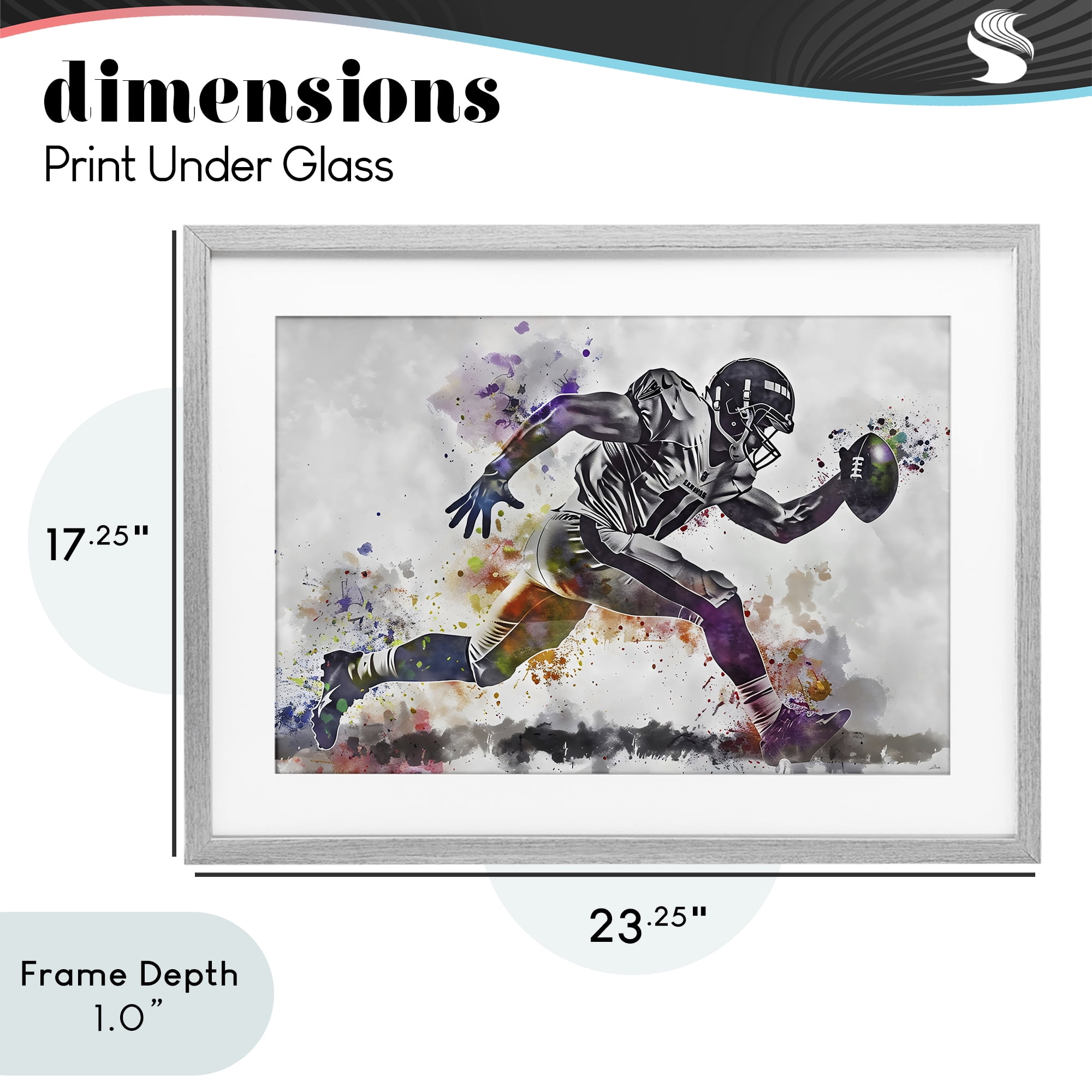 Stupell Industries Endurance Football Sprint Gray Framed Print Under Glass, design by Creative Studio
