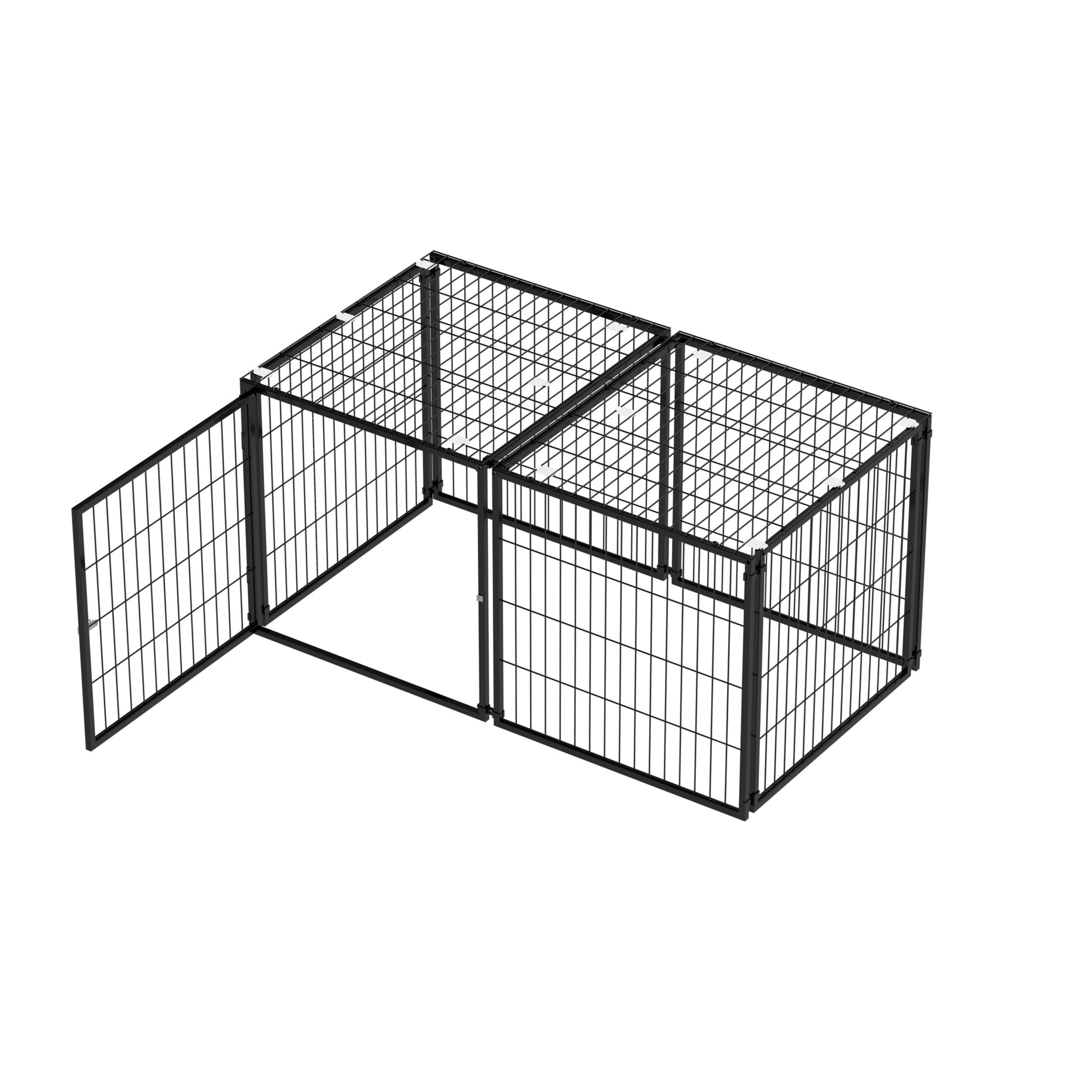 Noble House 48"L x 26"W Large Metal Dog Cage with Top, Indoor Kennel Playpen for Medium Dogs, Black