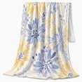 thumbnail image 2 of Blue Yellow Chrysanthemum Floral Autumn Living Room, Cozy Friendship Quote Scene, Warm Flannel Blanket for Living Room and Reading Nook, Art Lovers Thanksgiving Gift, Artistic Home Decor, 2 of 9