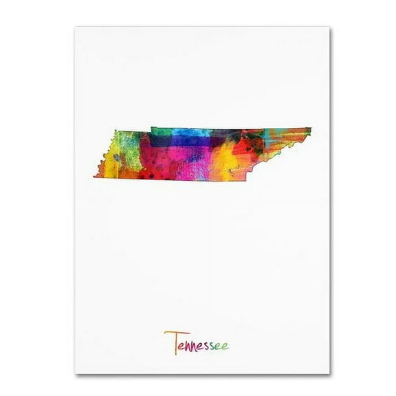 Trademark Fine Art "Tennessee Map" Canvas Art by Michael Tompsett