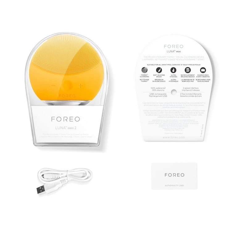 FOREO LUNA Mini 2 Facial Cleansing Brush for All Skin Types with Gentle Exfoliation and Sonic Cleansing, Sunflower Yello FOREO LUNA Mini 2 Facial Cleansing Brush for All Skin Types with Gentle Exfoliation and Sonic Cleansing, Sunflower Yello