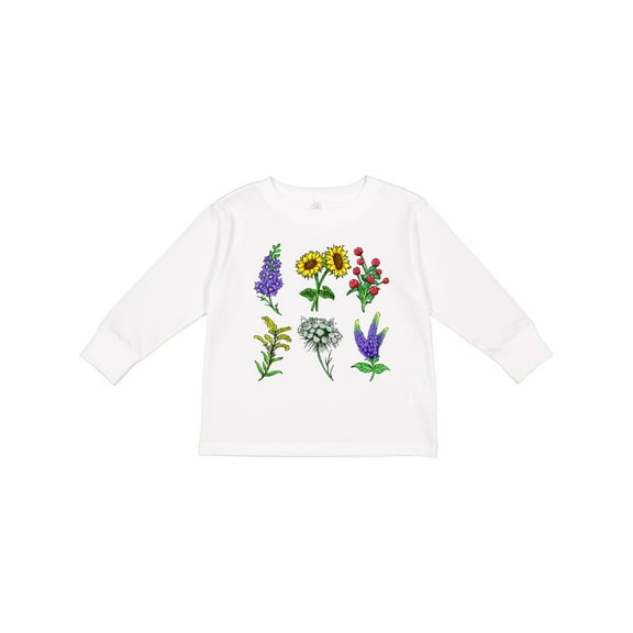 Inktastic Group of Beautiful Wildflowers Boys or Girls Long Sleeve Toddler T-Shirt
