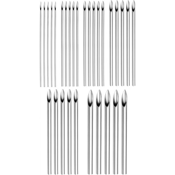 Body Piercing Needles, 30 Pcs Mix Body Piercing Needles 10G 12G 14G 16G 18G and 20G Hollow Needles, Stainless Steel Disposable Ear Nose Navel Nipple Lip Piercing Needles